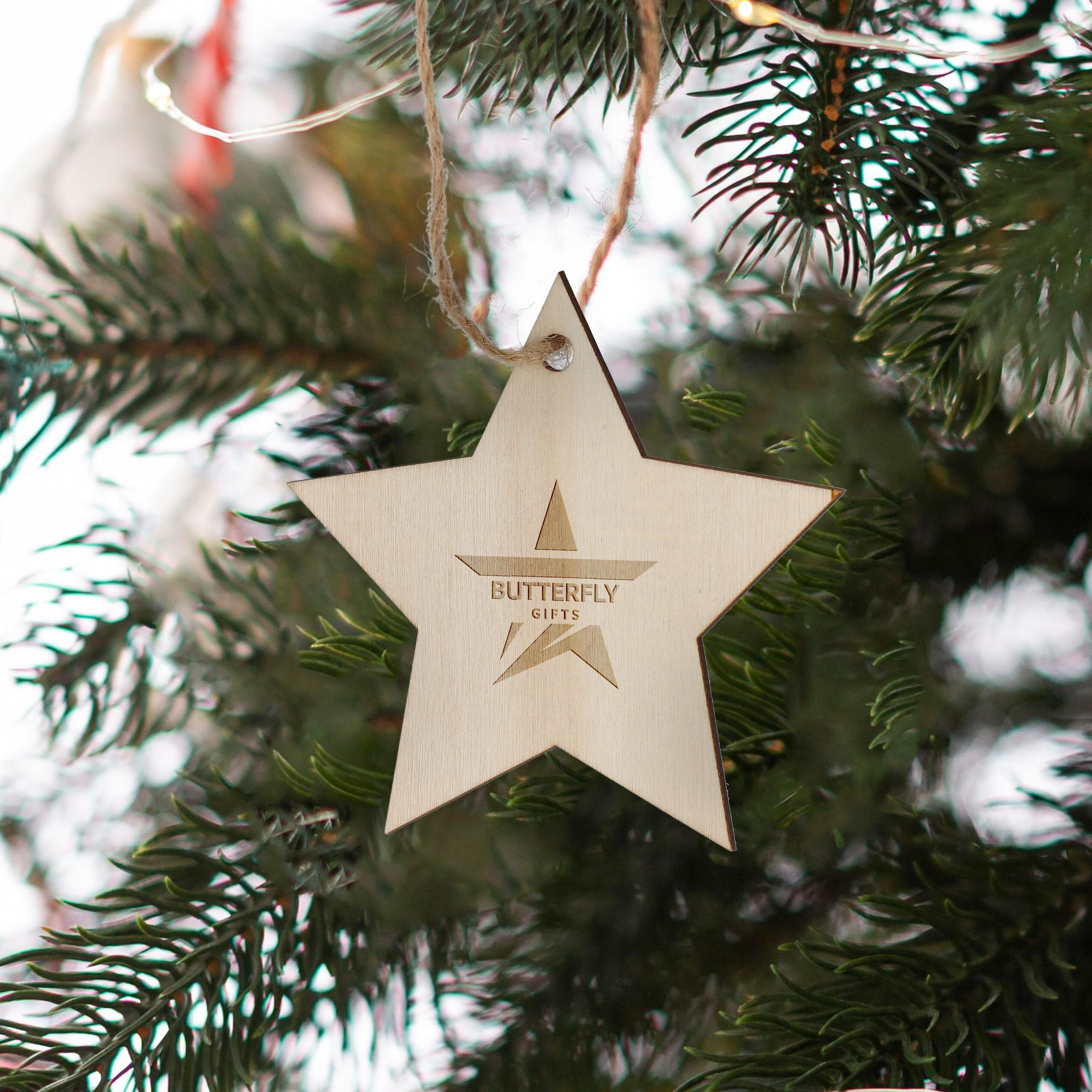 Sternförmiges Weihnachtsornament aus Holz  - natur-247