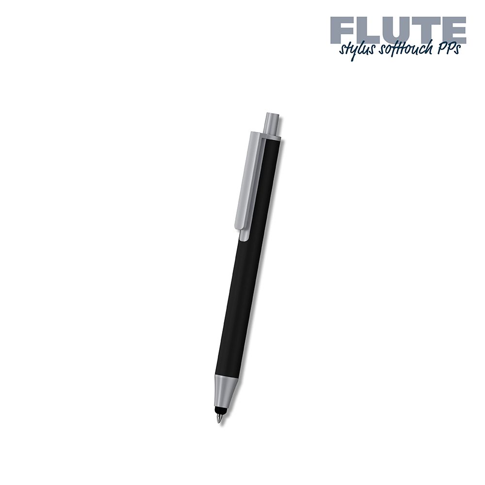 Druckkugelschreiber Flute stylus softtouch PPs - softtouch schwarz-974