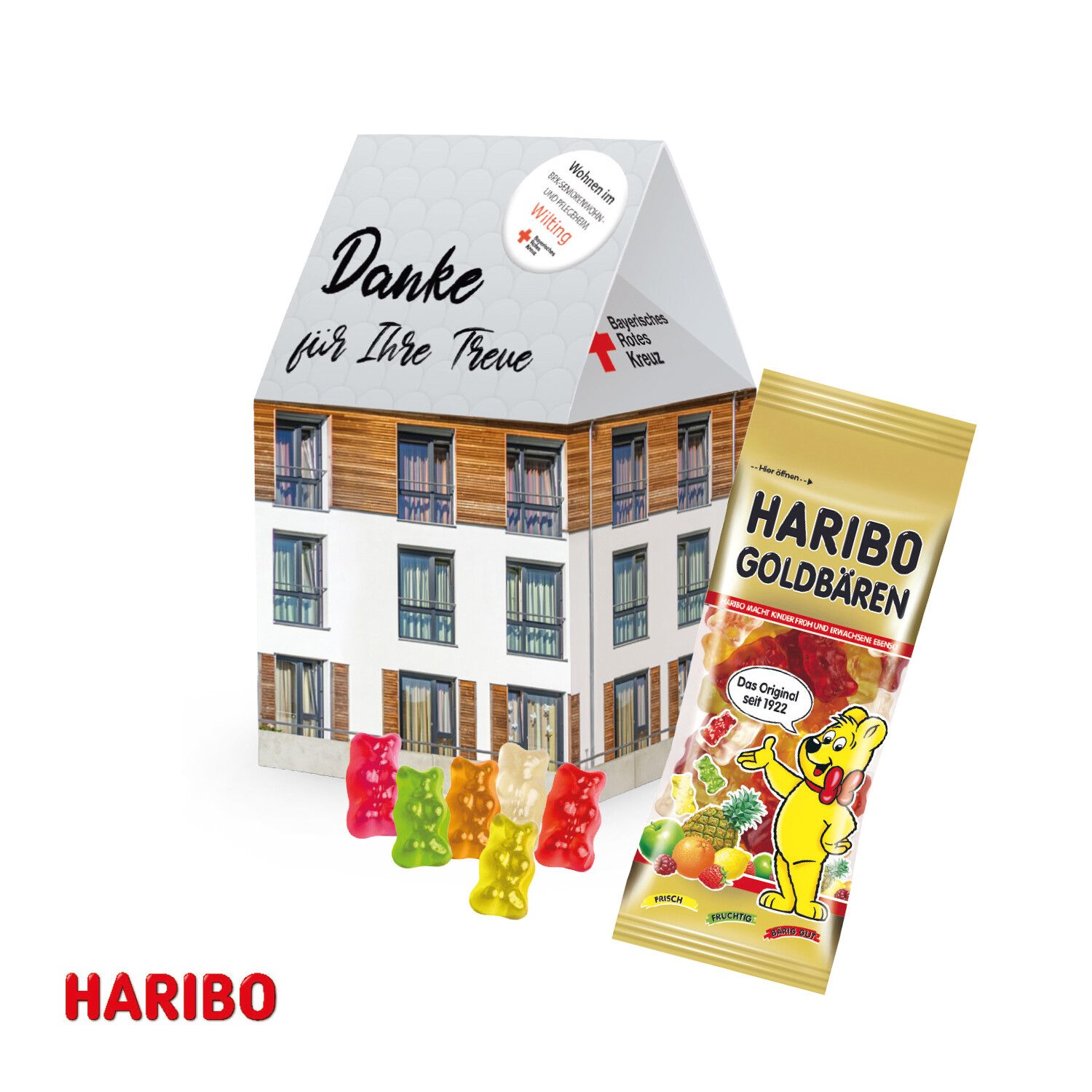 3D Präsent "Haus" mit Haribo Goldbären-372
