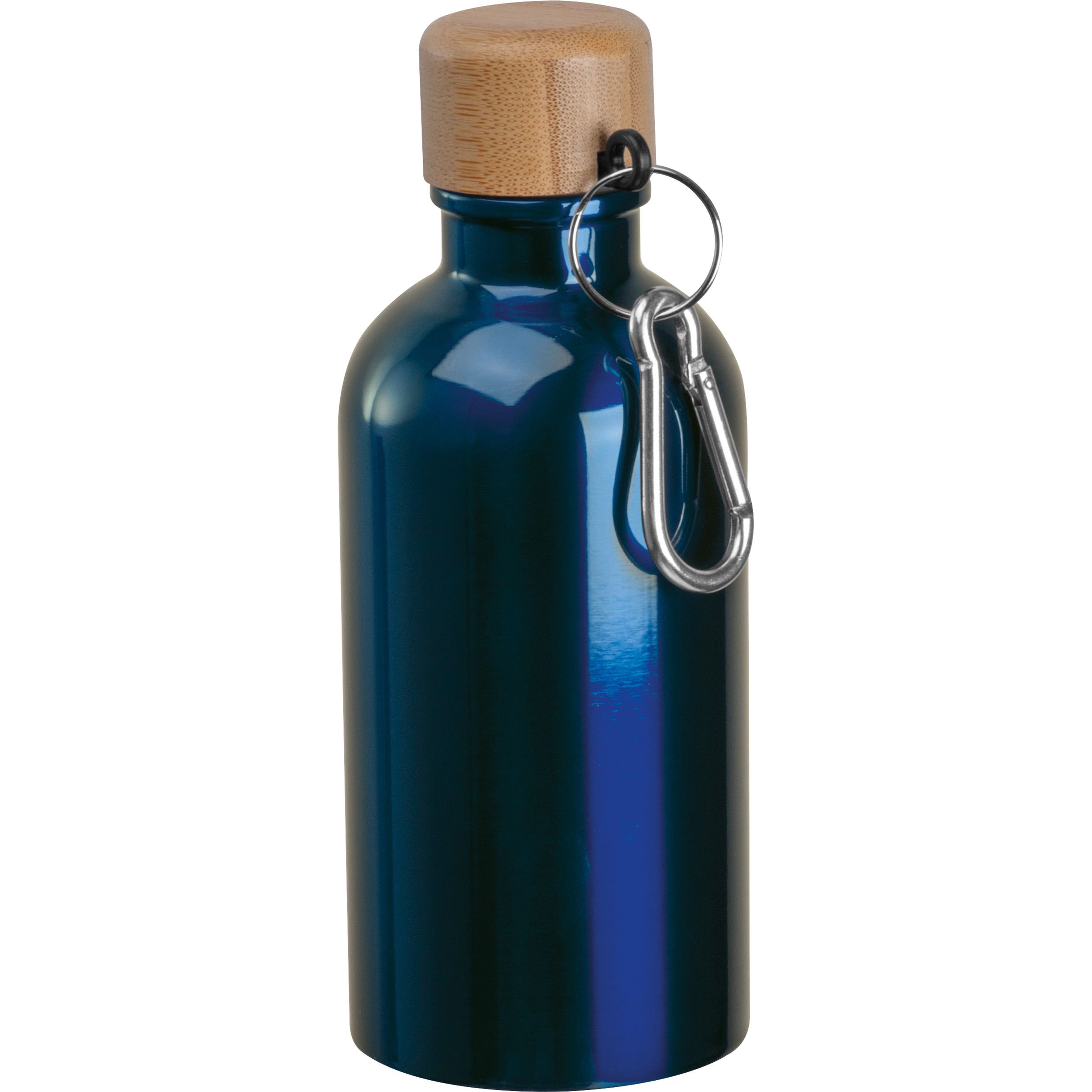 Edelstahltrinkflasche mit Karabiner, 400ml - dunkelblau-599