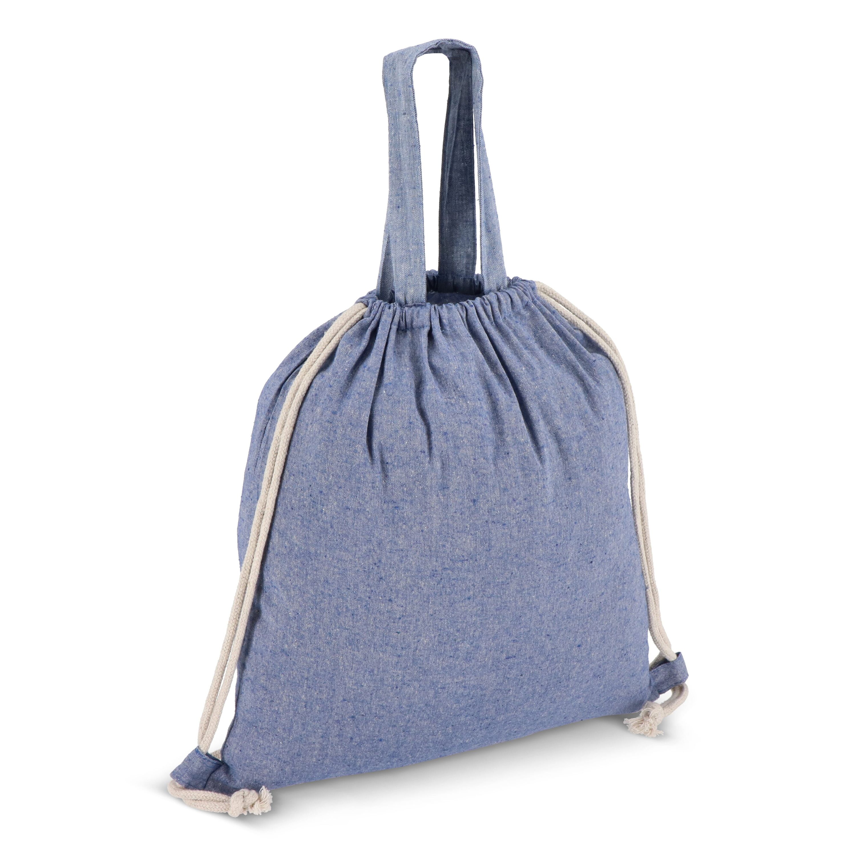 Tasche/Beutel mit Kordelzug aus recycelter Baumwolle 38x42cm - blau-239