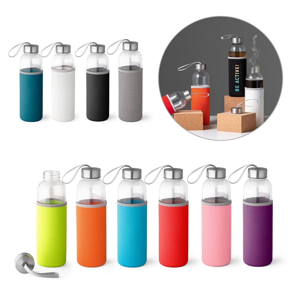 RAISE Glas und Edelstahl Sportflasche 520 mL - hellgrün-845