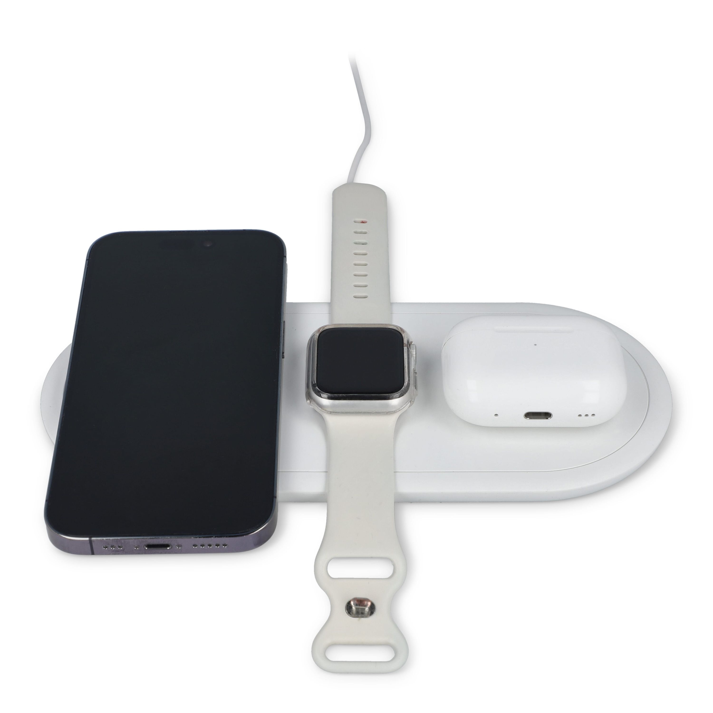3-in-1 15 W Drahtloses Ladegerät für Handys, Apple Watch und AirPods. - weiss-335