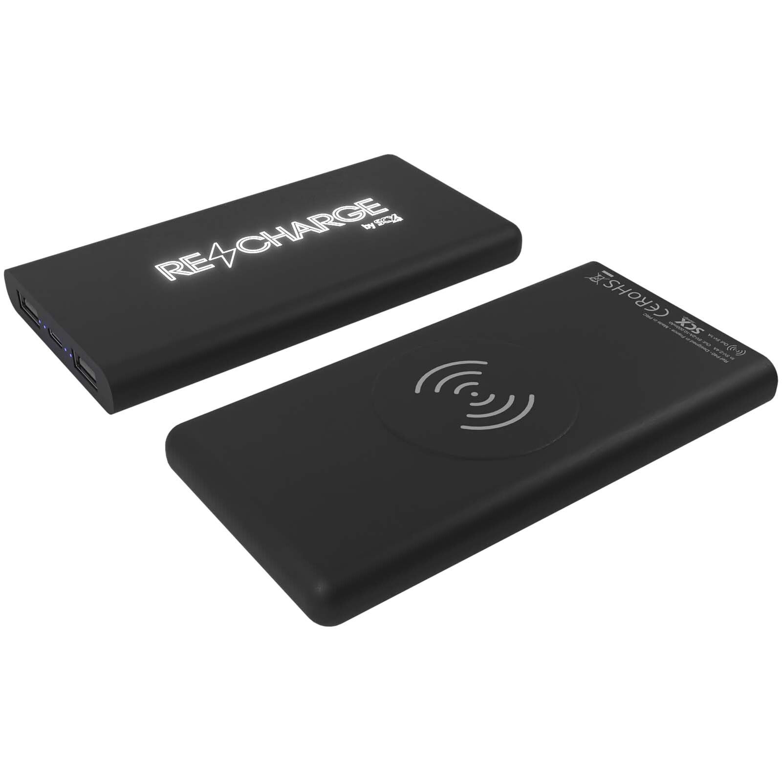 SCX.design P40 10.000 mAh kabellose Powerbank mit Leuchtlogo  - schwarz-700