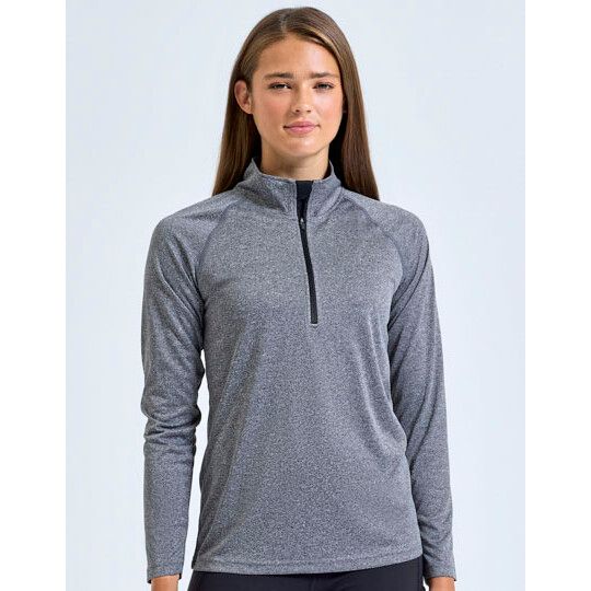 Women´s Long Sleeve Performance ¼ Zip - black melange - black-30