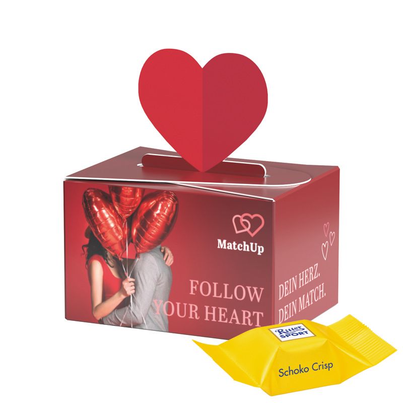 Geschenkbox Mini Herz, Ritter SPORT Schokowürfel Schoko Crisp-192