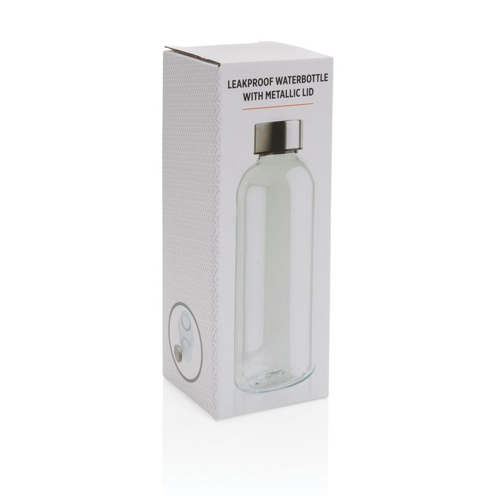 Auslaufsichere Trinkflasche mit Metalldeckel - transparent-213