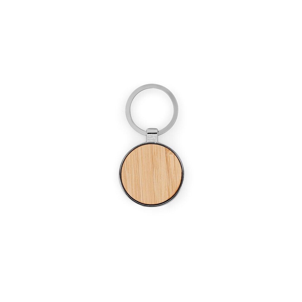 GASTON ROUND Schlüsselanhänger aus Eisen in runder Form aus Zink und Bambu - natur-383