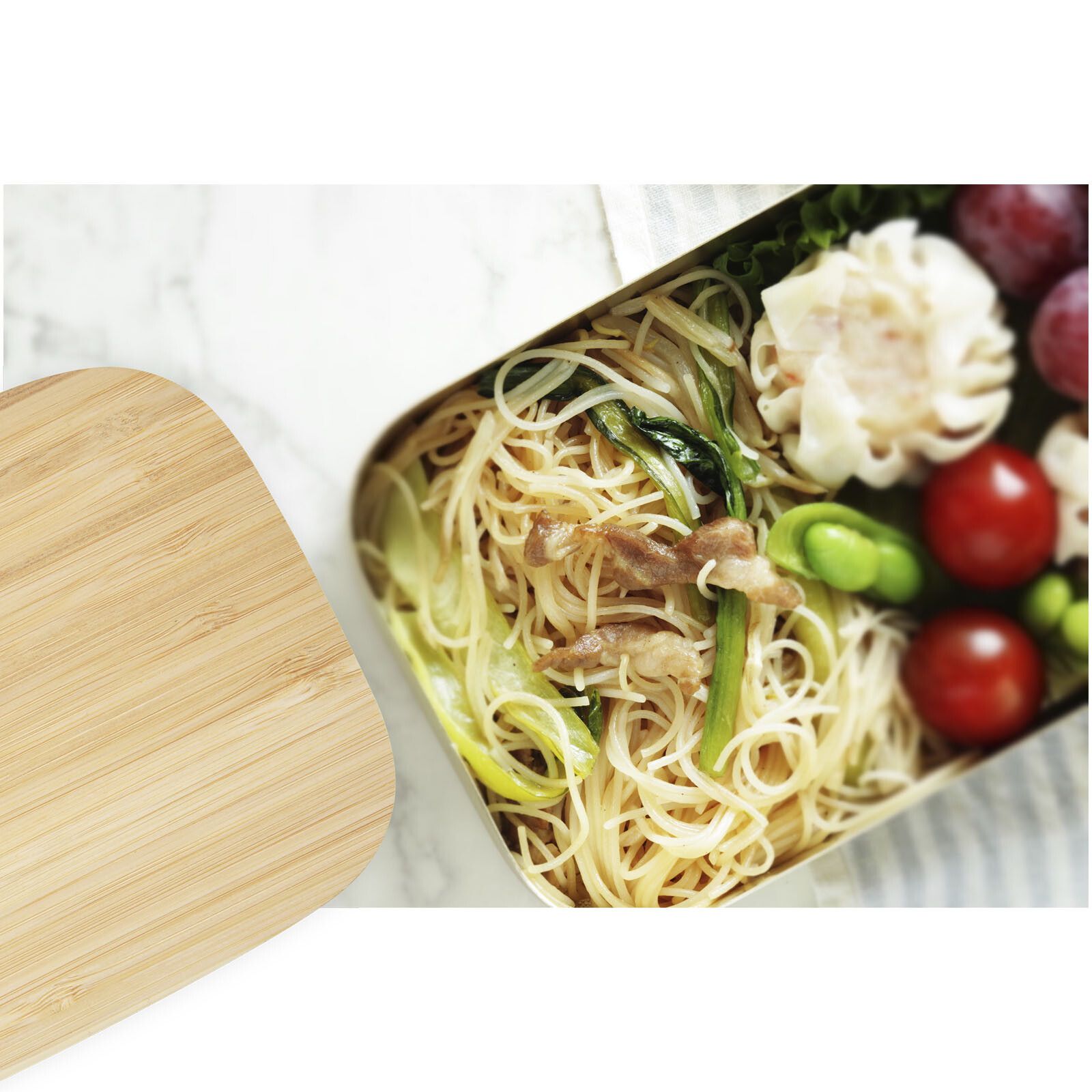Tite 700 ml Lunchbox aus Edelstahl mit Bambusdeckel - natural -  silber-381