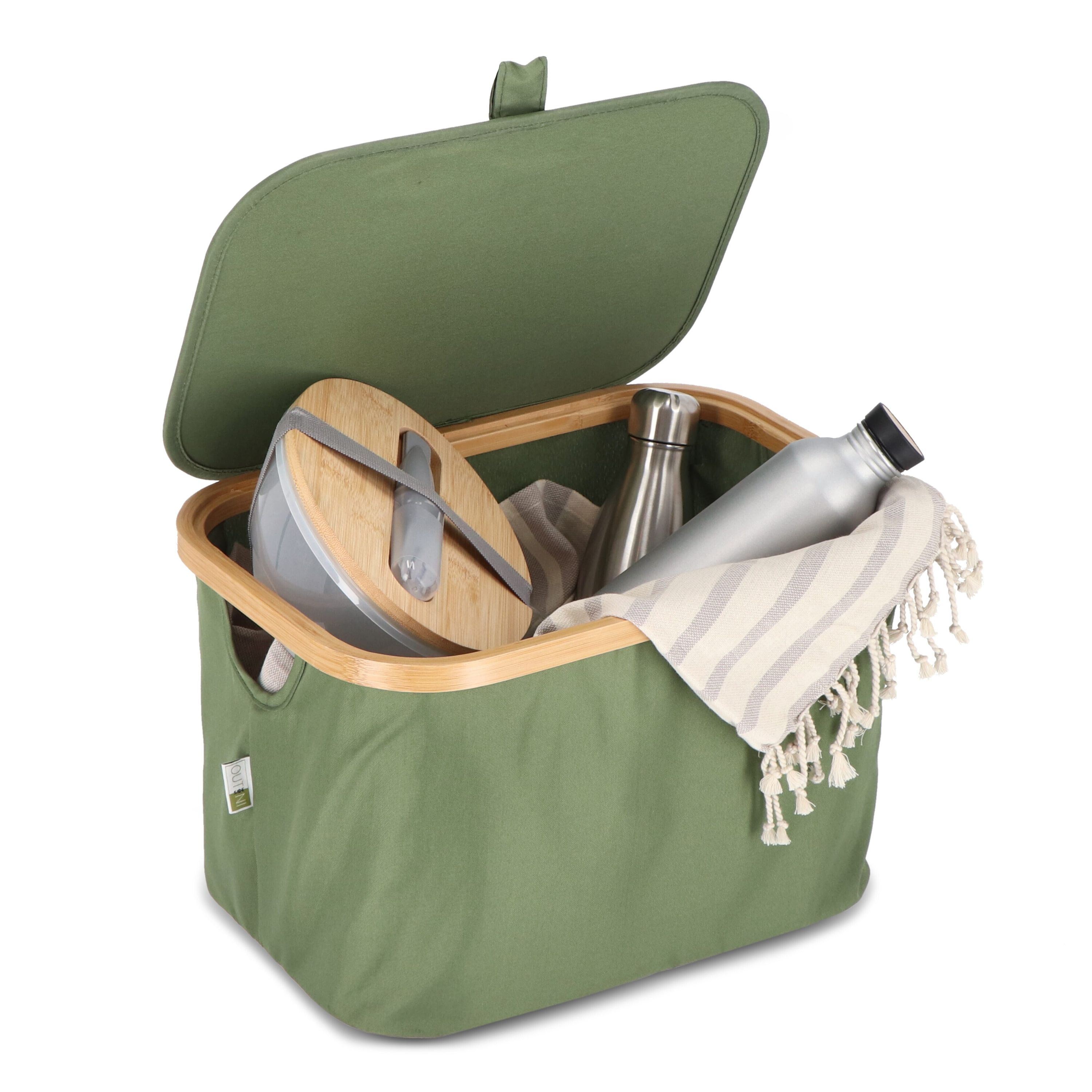InSideOut faltbarer Korb mit Deckel Sogne 38 x 26 x 25cm rPET - olivgrün-821
