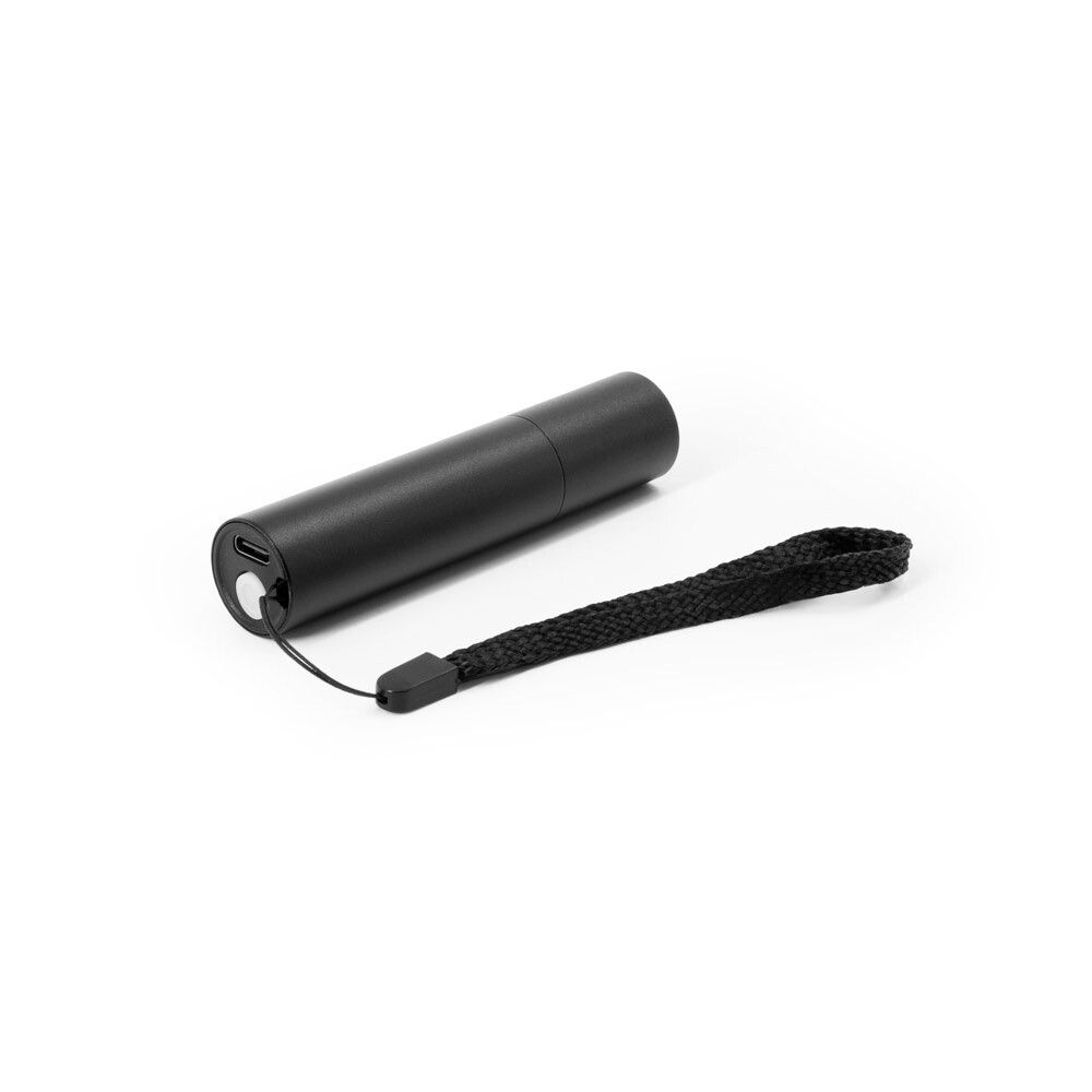 BRUCE Wiederaufladbare Taschenlampe aus recyceltem Aluminium (100 % rAL) mit 30 mm ausziehbarer Spitze - schwarz-510