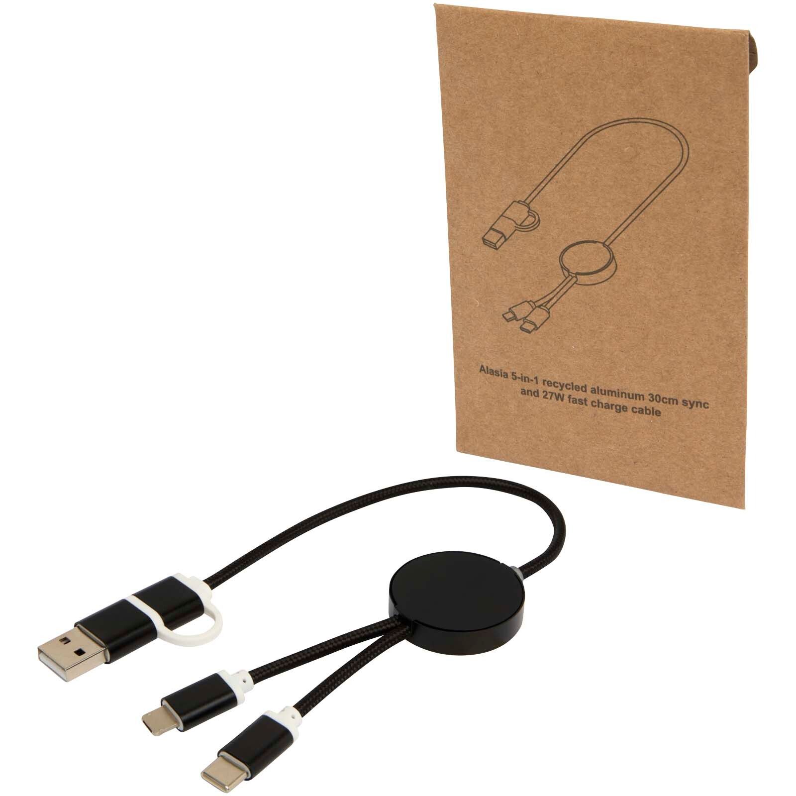 Alasia 30 cm 5-in-1 Kabel aus recyceltem Kunststoff für Datenübertragung und 27W Schnellladung - schwarz-239