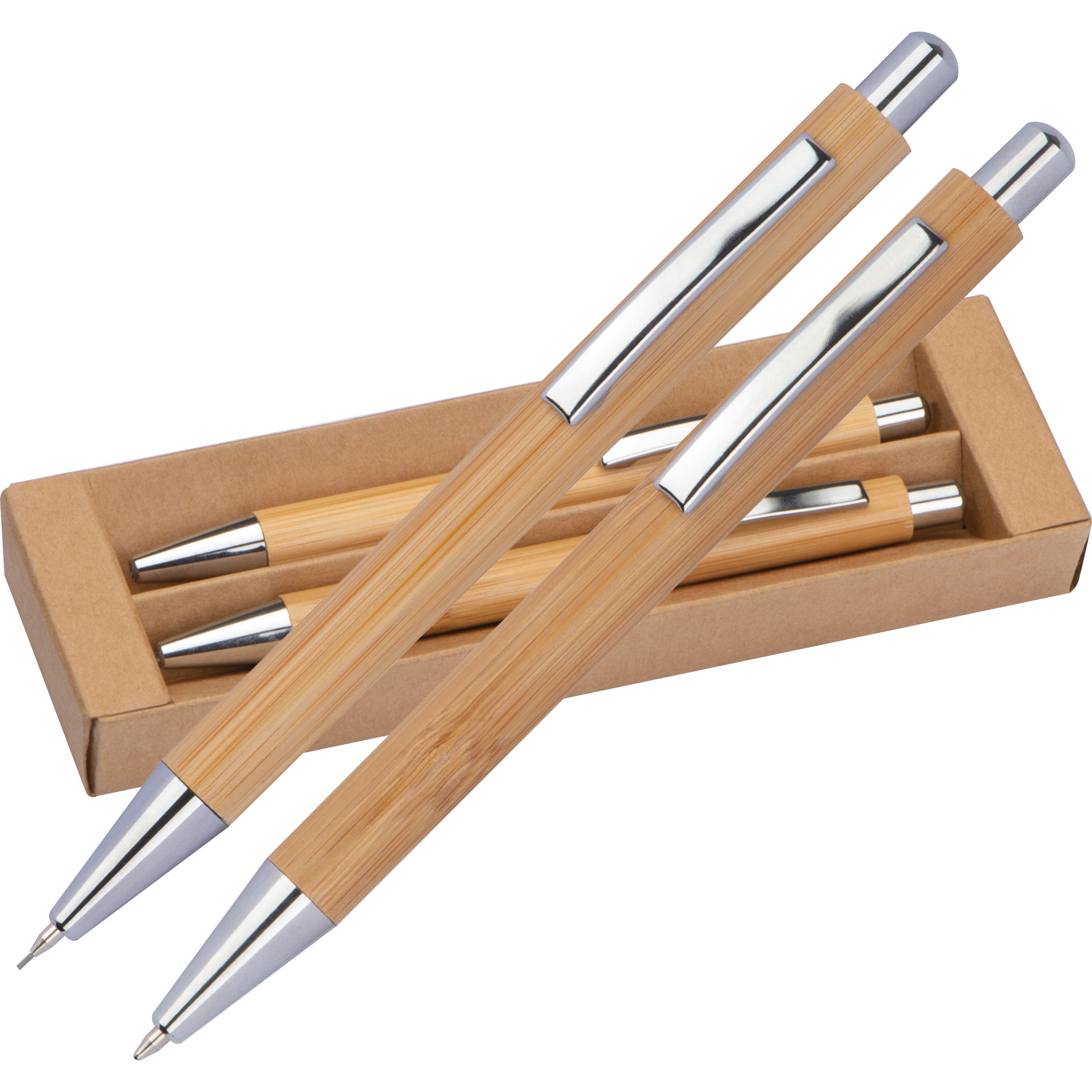 Schreibset aus Bambus - beige-409