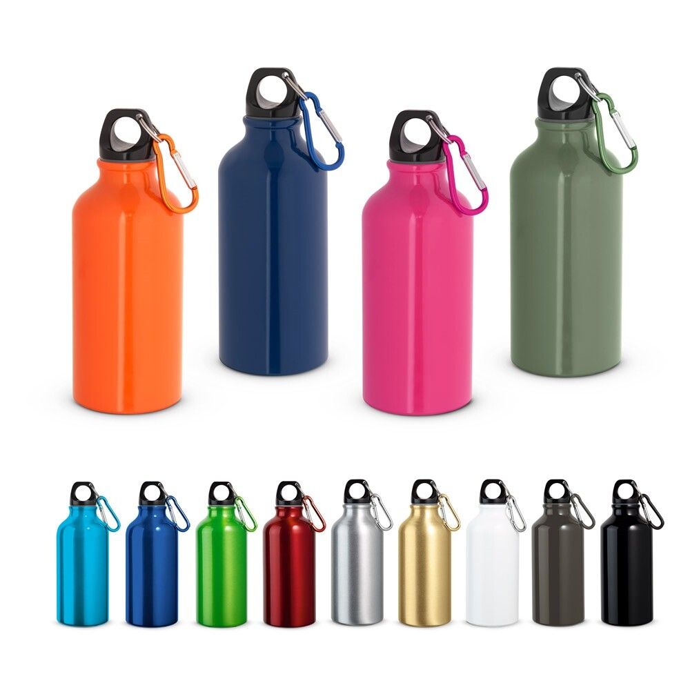 LANDSCAPE S Aluminium-Sportflasche mit Karabiner 400 ml - weiß-525