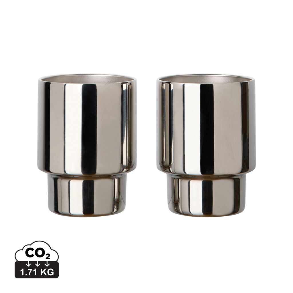 VINGA Nagano RCS recycelte Edelstahlbecher, 2er-Set - reflektierend-726