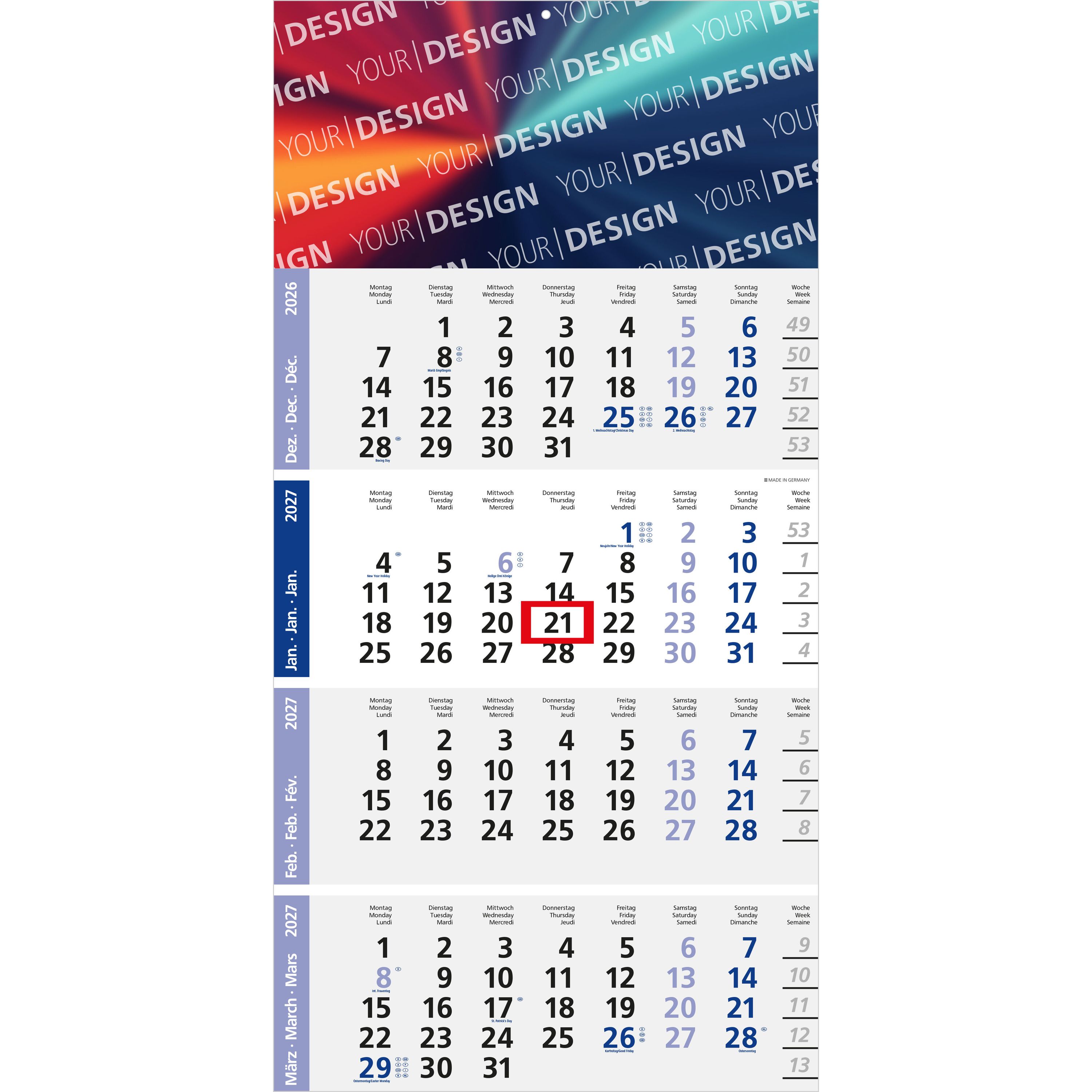 4-Monatskalender Einblatt Logic 4 Post A-350
