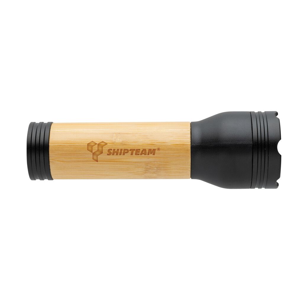 Lucid 3W Taschenlampe aus RCS recycelt. Kunststoff & Bambus - schwarz-268