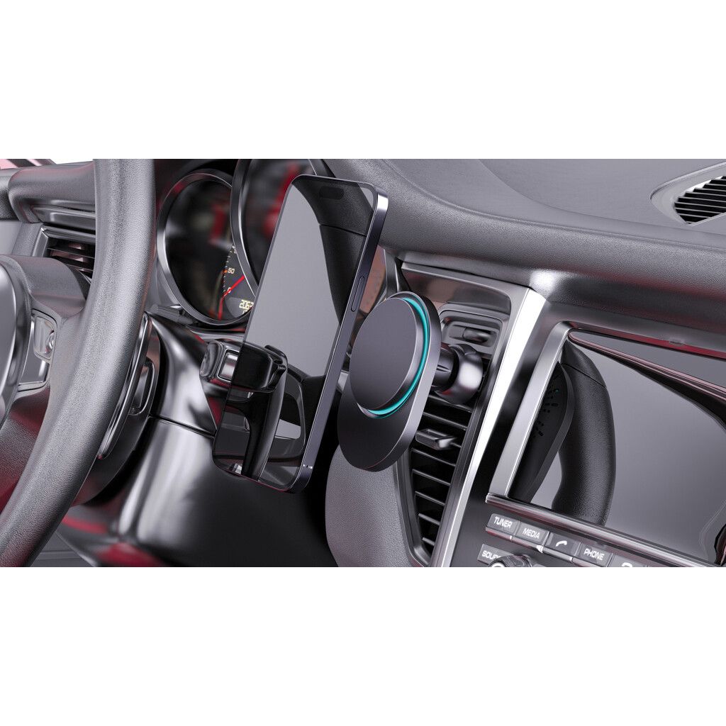PowerCruze magnetischer 15W Autohalter aus RCS rec. ABS - schwarz-930