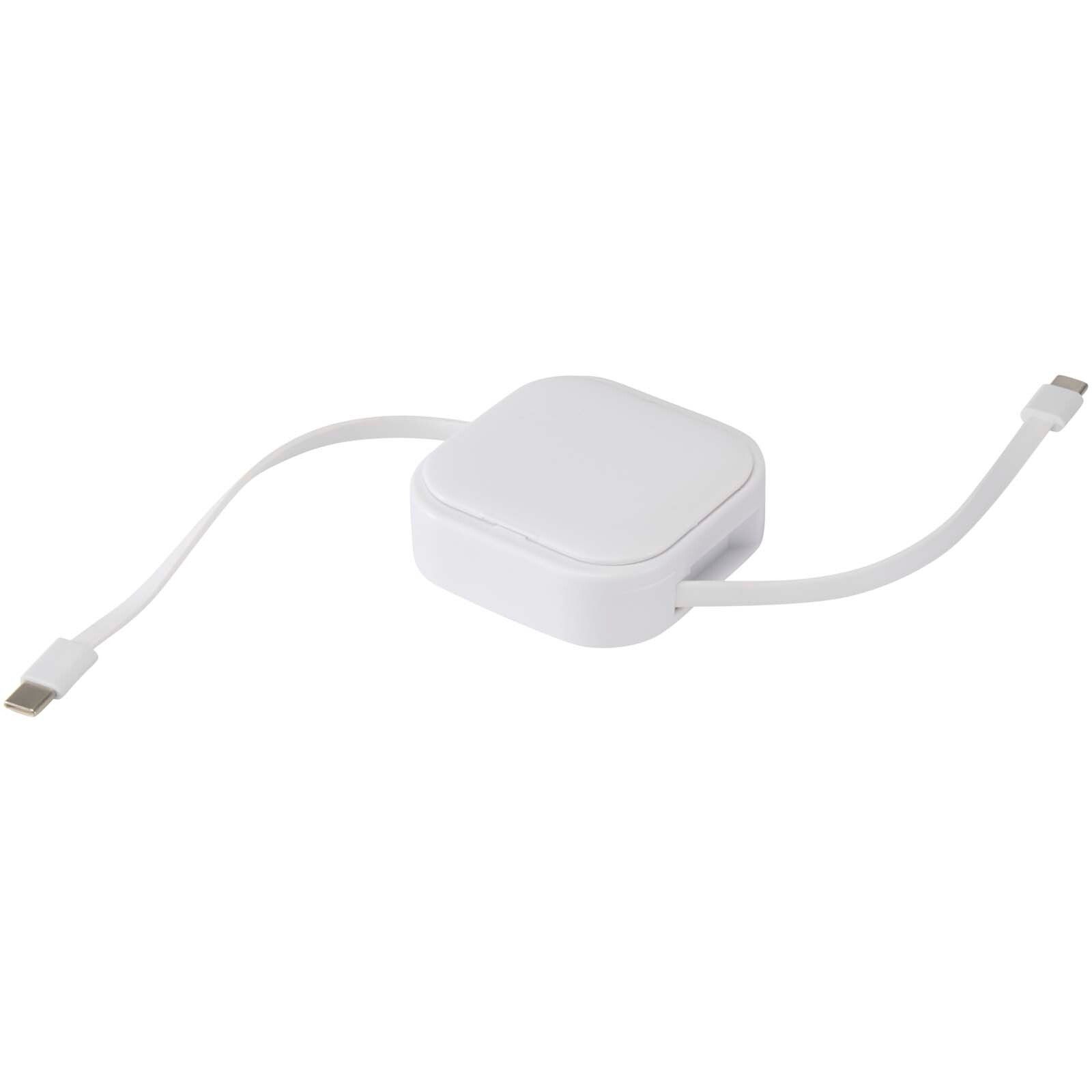 Gloas Aufrollbares 5 in 1 Kabel aus Recyclingmaterial mit Datensynchronisierung und 100 W Schnellladefunktion sowie Smartphon - weiss-592