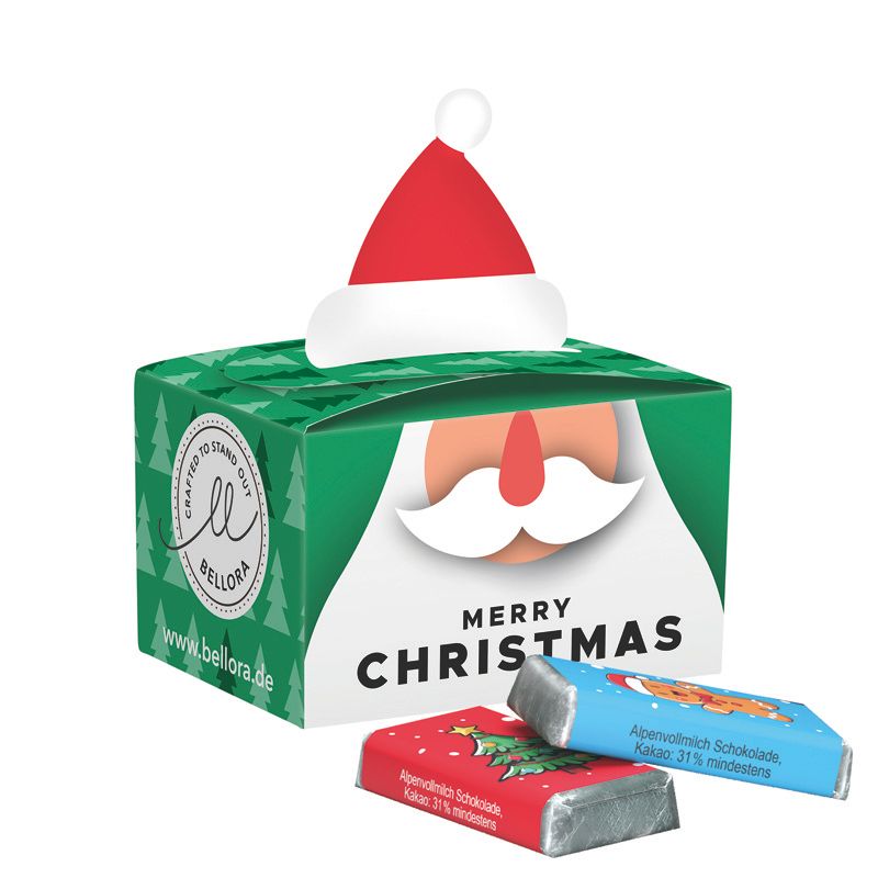 Geschenkbox Mini Weihnachtsmütze,  Alpenmilch-Schokotäfelchen-668