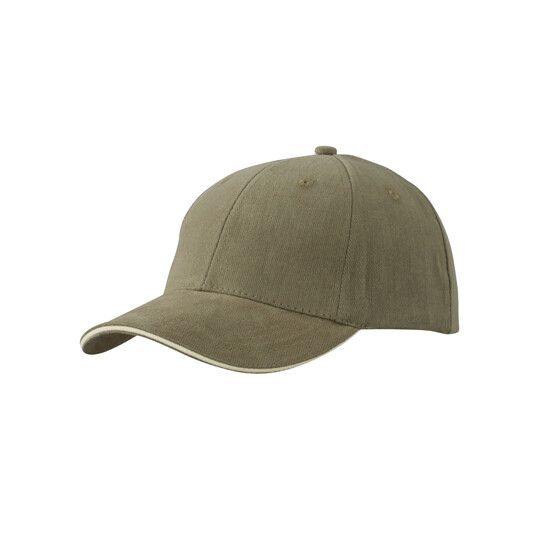 6-Panel Sandwich Cap - olive - beige-245