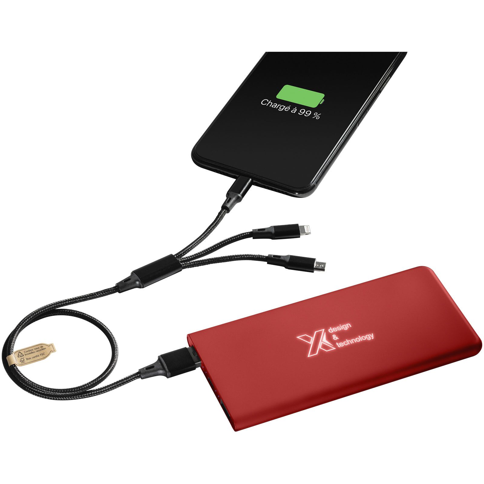SCX.design P15 5000 mAh Powerbank mit Leuchtlogo - mittelrot-629