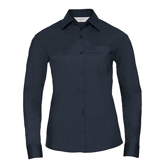 Ladies' Long Sleeve Classic Polycotton Poplin Shirt - french navy-159