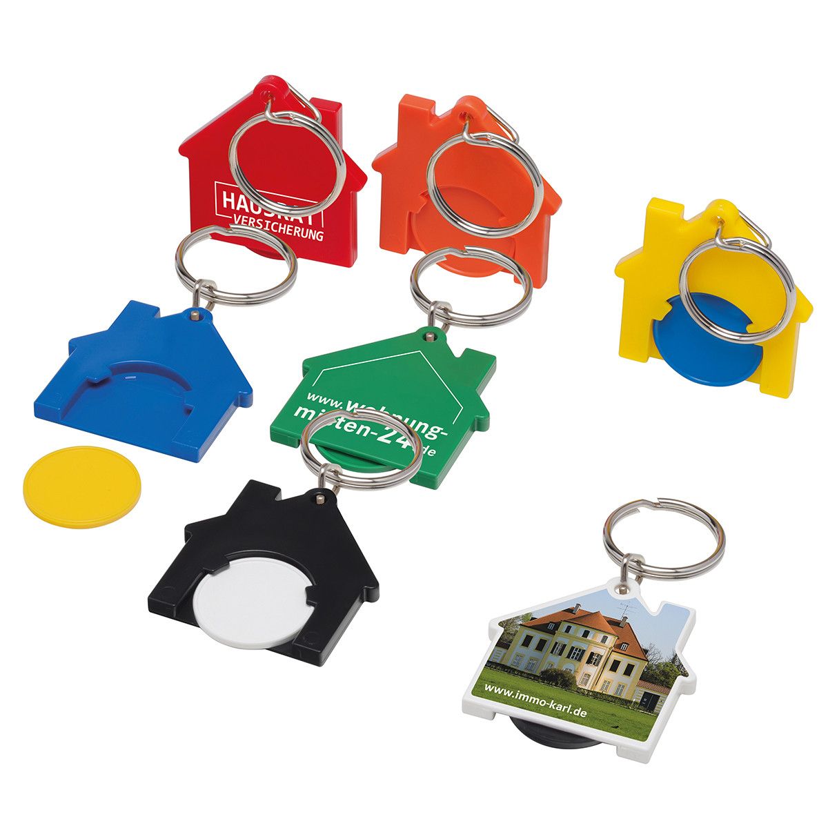 Chiphalter mit 1€-Chip Haus - orange, schwarz-365