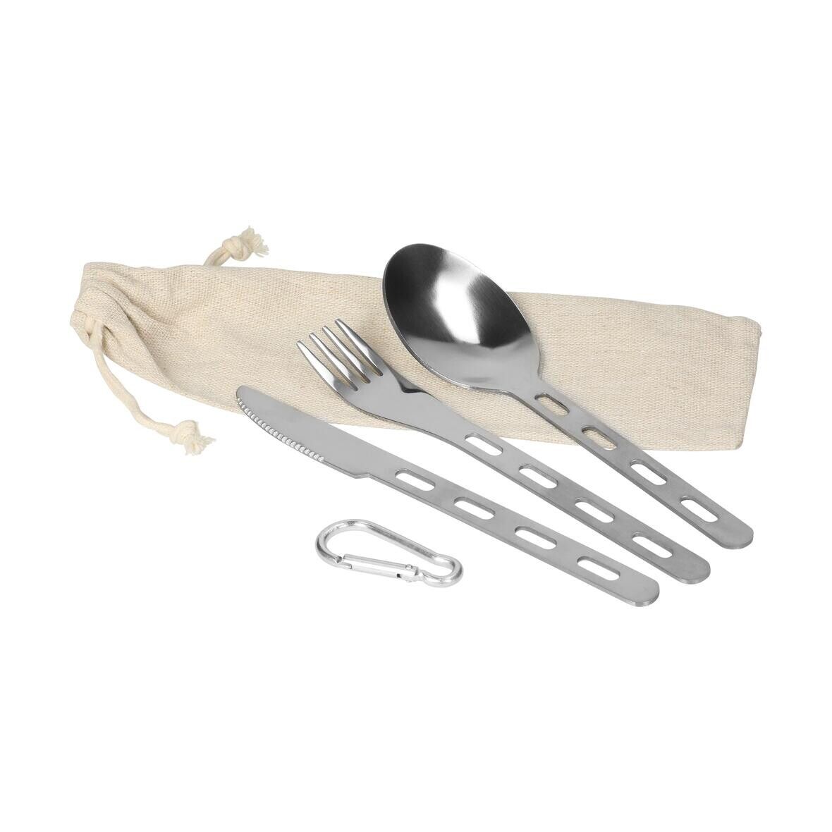 Outdoor-Besteck mit Karabiner RONA - silber-3