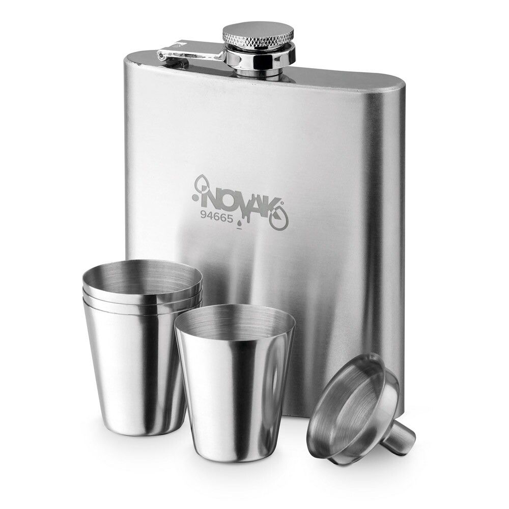 NOVAK Set aus Edelstahlflasche und Gläsern 200 ml - silber-580