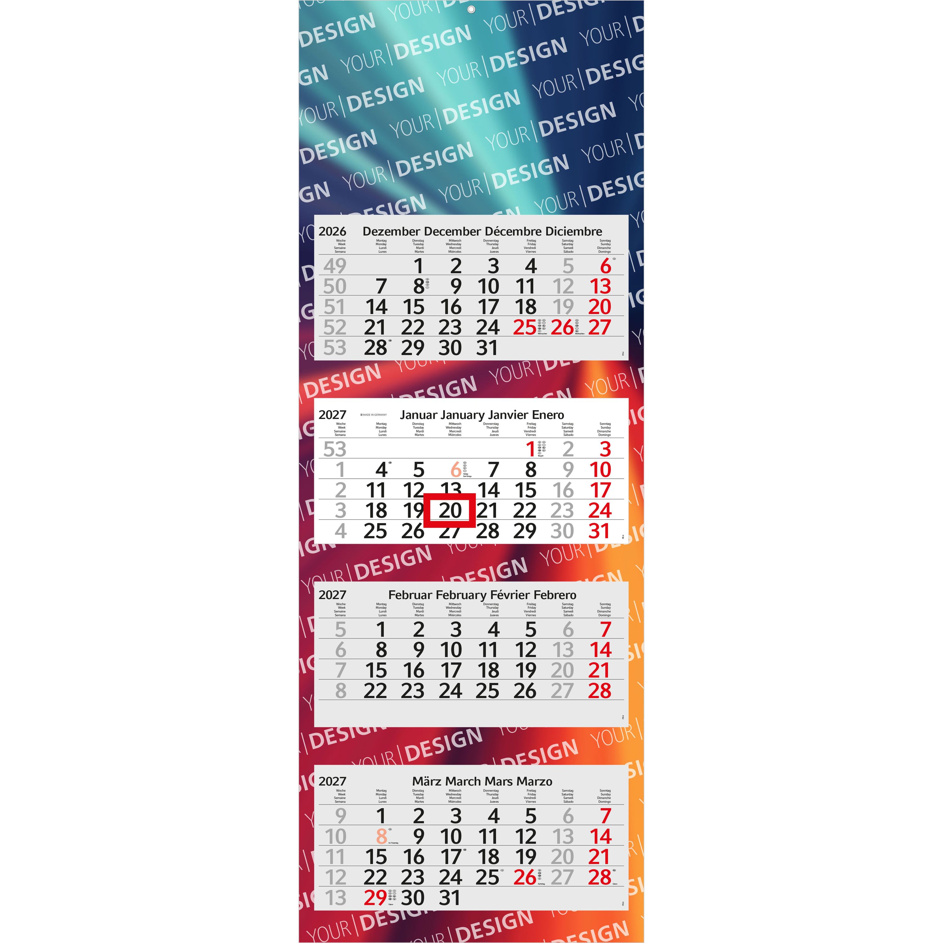 4-Monatskalender Mehrblock Profil 4-363