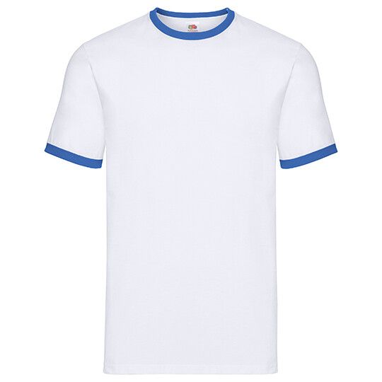 Ringer Tee für Herren - white - royal blue-566