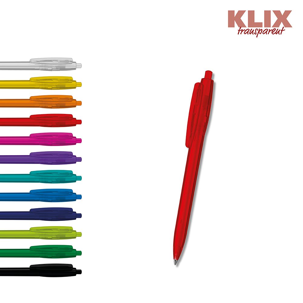 Druckkugelschreiber Klix transparent - grün transparent-390