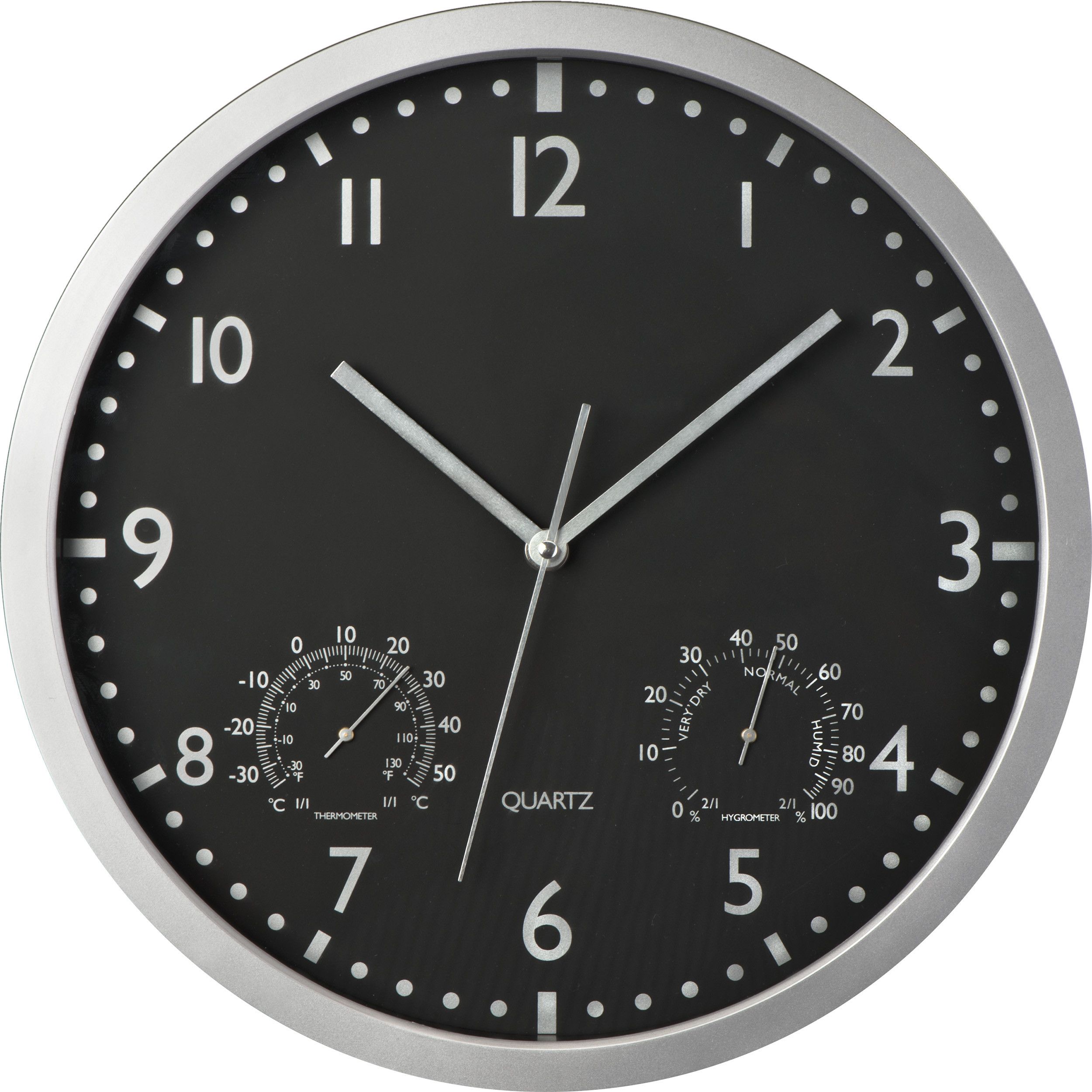 Wanduhr mit Hygro - und Thermometer - schwarz-230