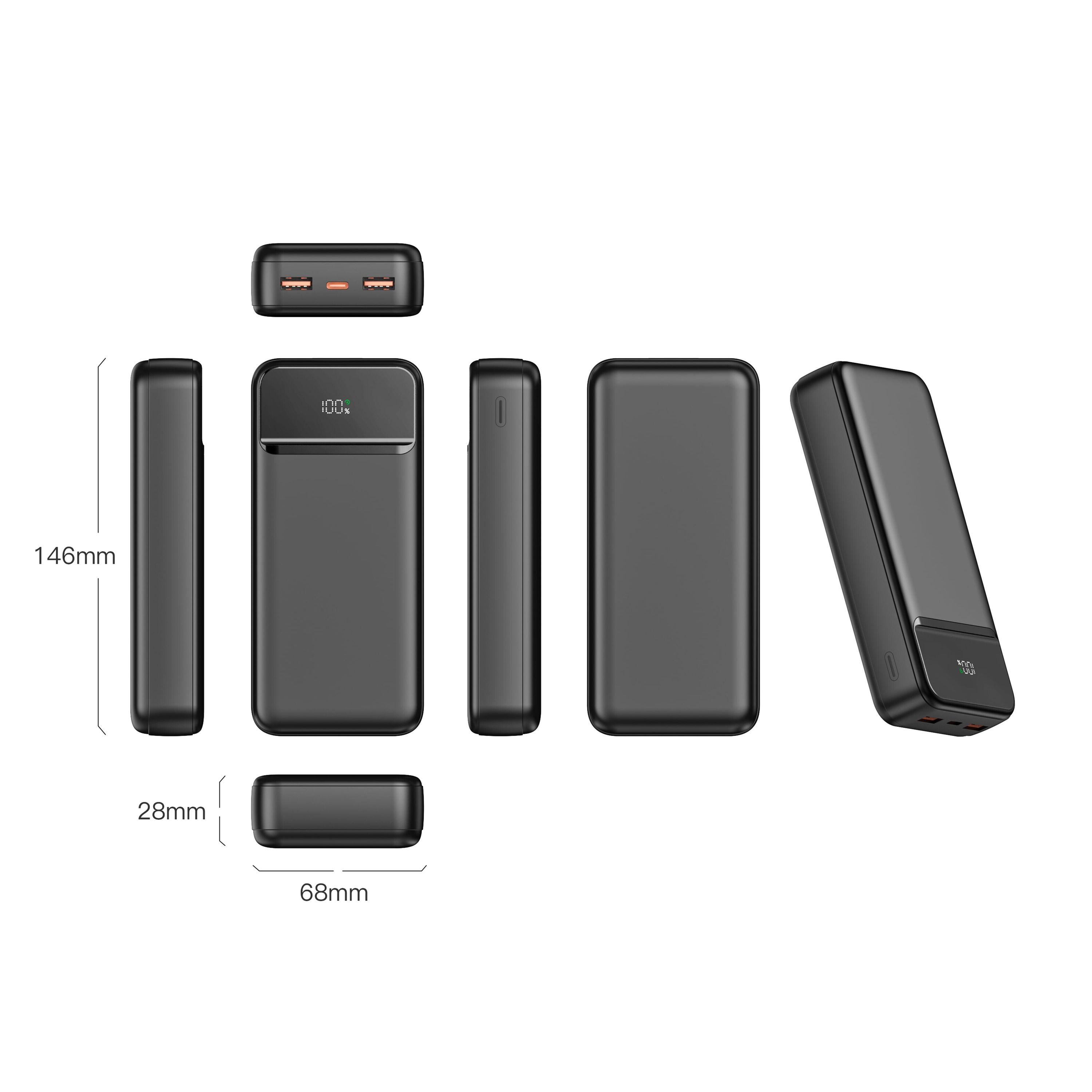 Nolu Powerbank mit LED-Anzeige 20000 mAh - schwarz-918