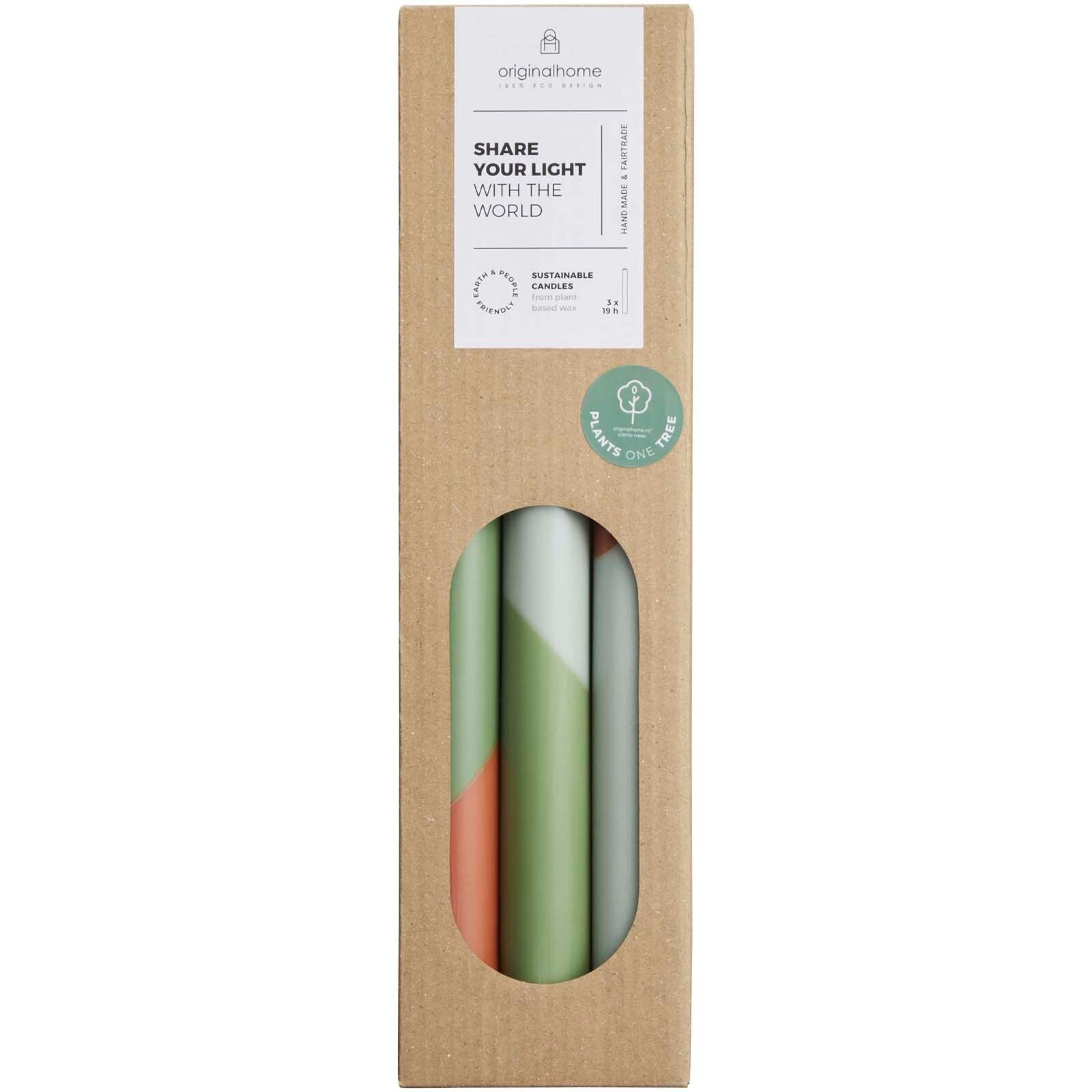 Originalhome Eden Diagonale Kerzen – 3er-Set - heather grün-796