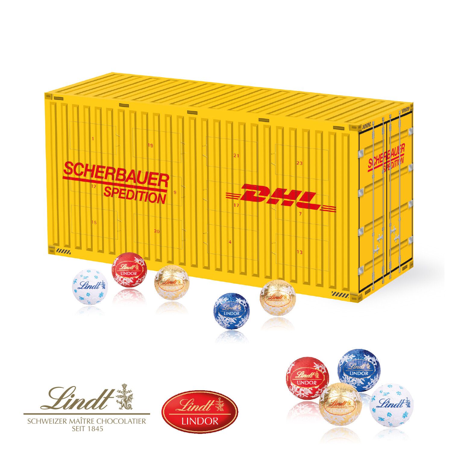 3D Adventskalender "Container" mit Lindt Schokolade-824
