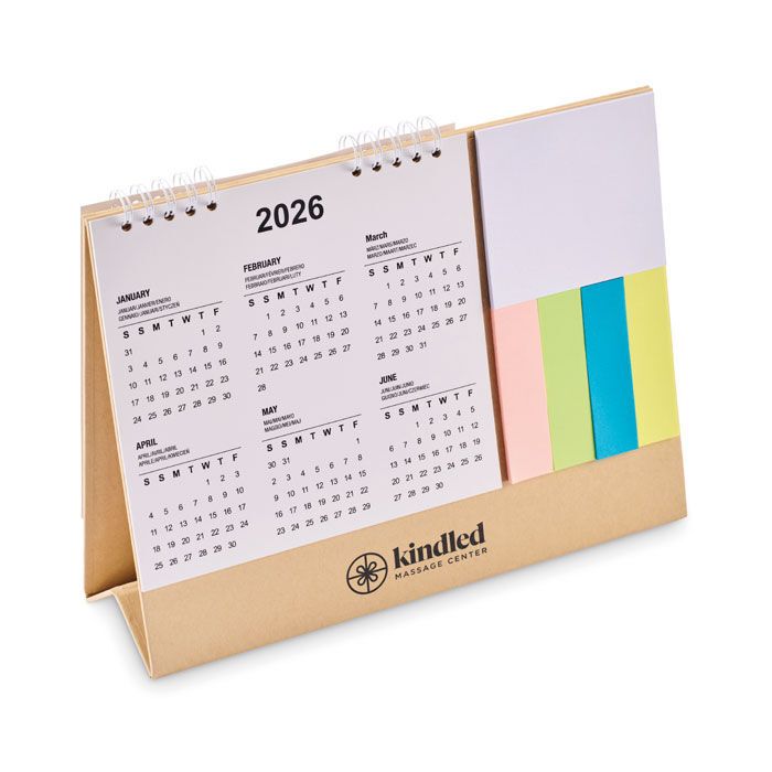 Tischkalender mit Memoblock CALENDOO - beige-299