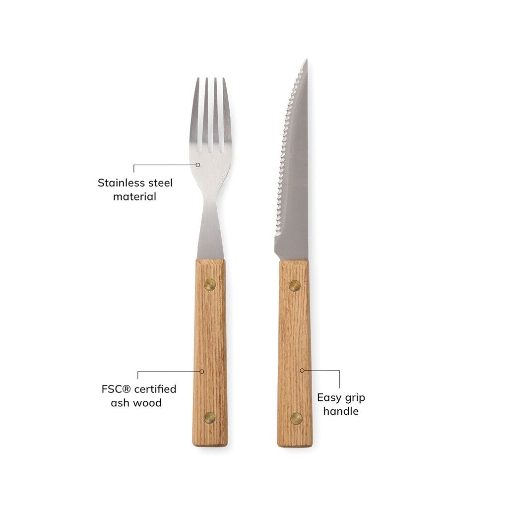 VINGA Paso 8-teiliges Grill-Besteck-Set - braun-314
