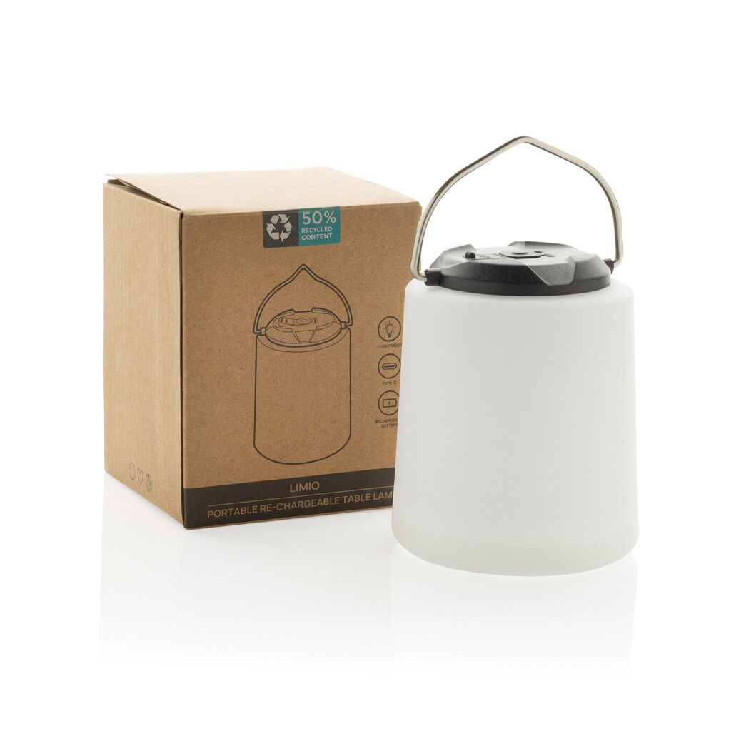 Limio tragbare wiederaufladbare Tischlampe aus RCS rec. ABS - weiß-775