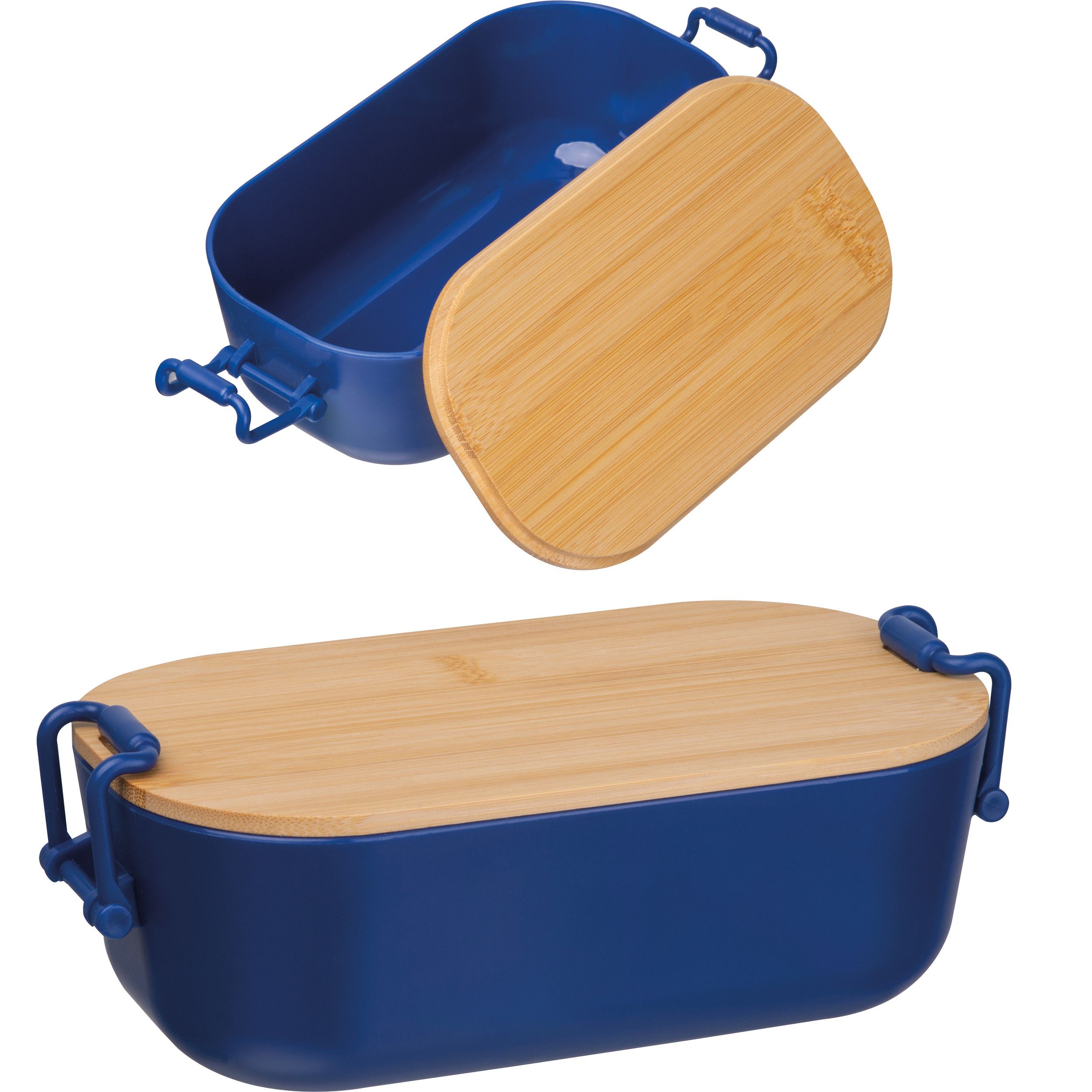 Lunchbox mit Bambusdeckel und Bügelverschluss JAVIER - dunkelblau-881
