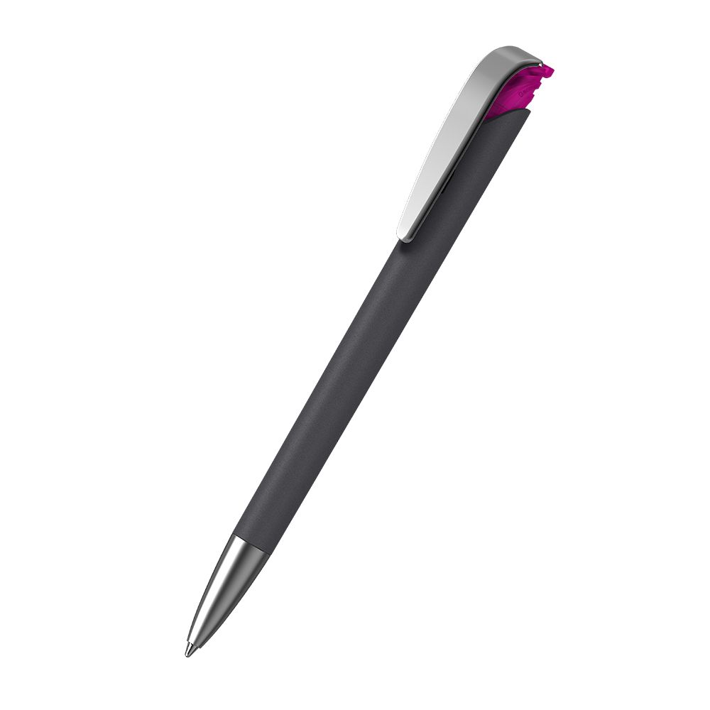 Druckkugelschreiber Jona softgrip/ice MMs - softgrip schwarz - pink ice-536