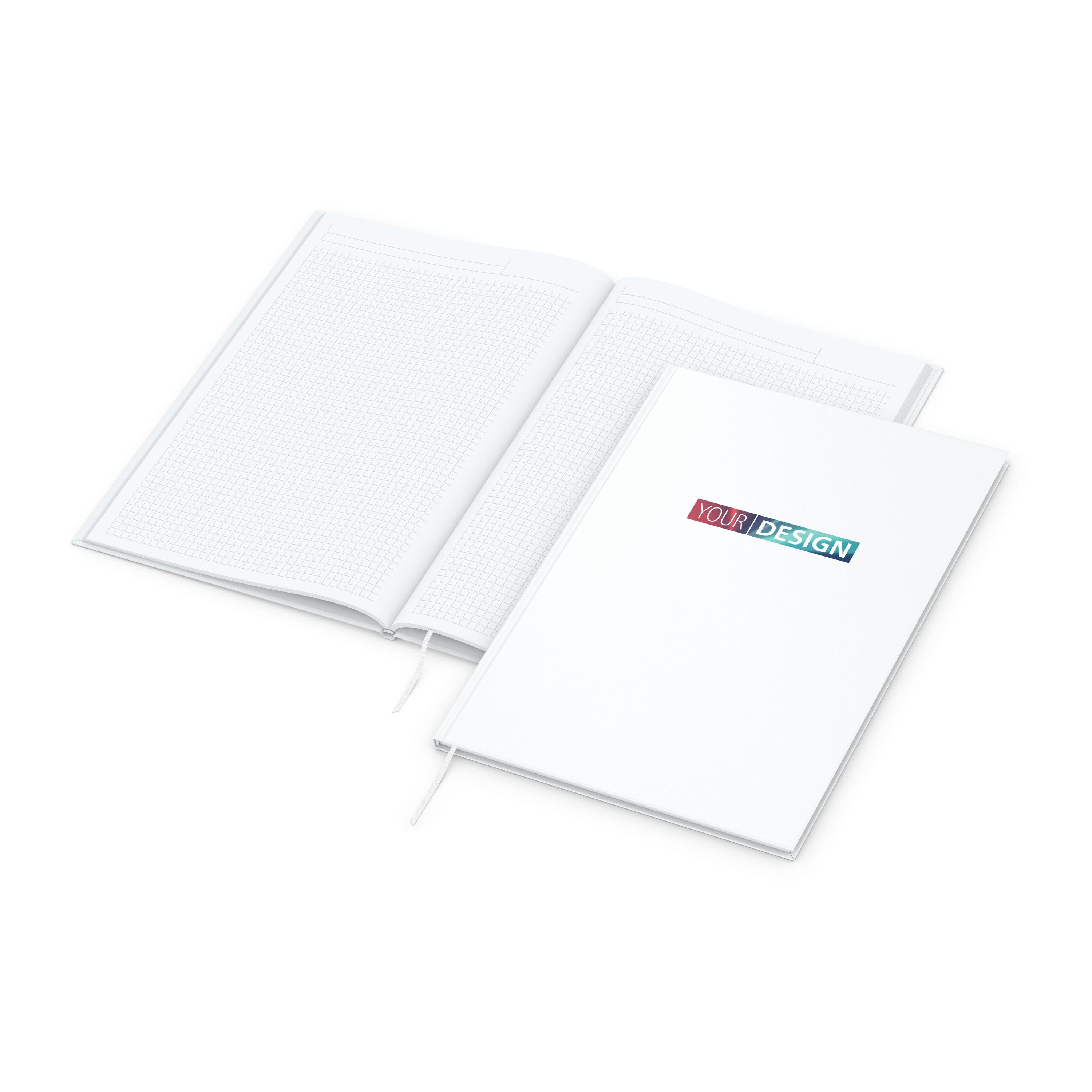 Notizbuch Memo-Book, A4, Winkelkaro, weiß-999