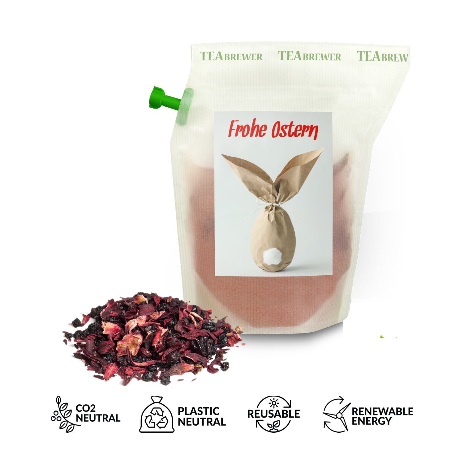 Oster-Tee Tasty Berry - Frohe Ostern Packpapierhase-224