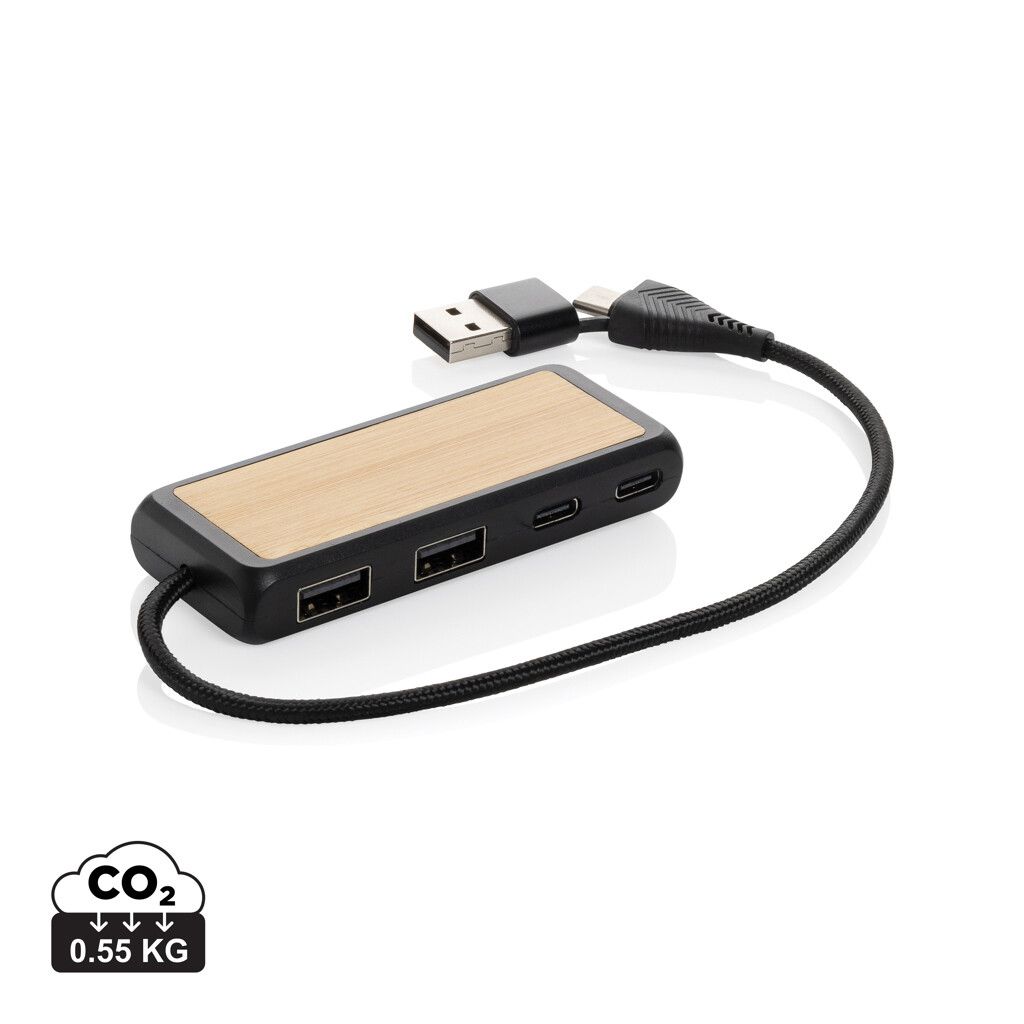 Link Dual Input USB Hub aus RCS rec. Kunststoff und Bambus - schwarz-299