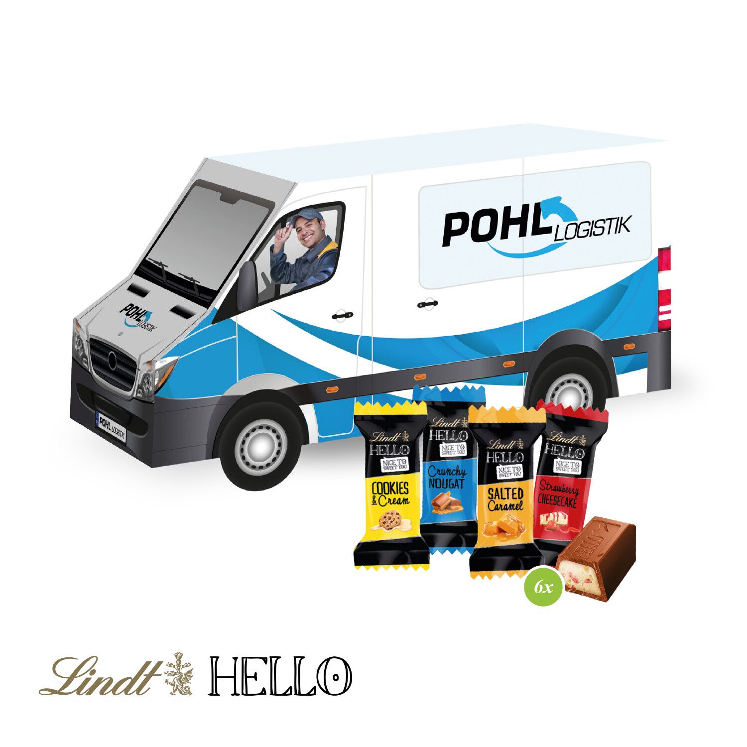3D Präsent "Transporter" mit Lindt Hello Mini-647