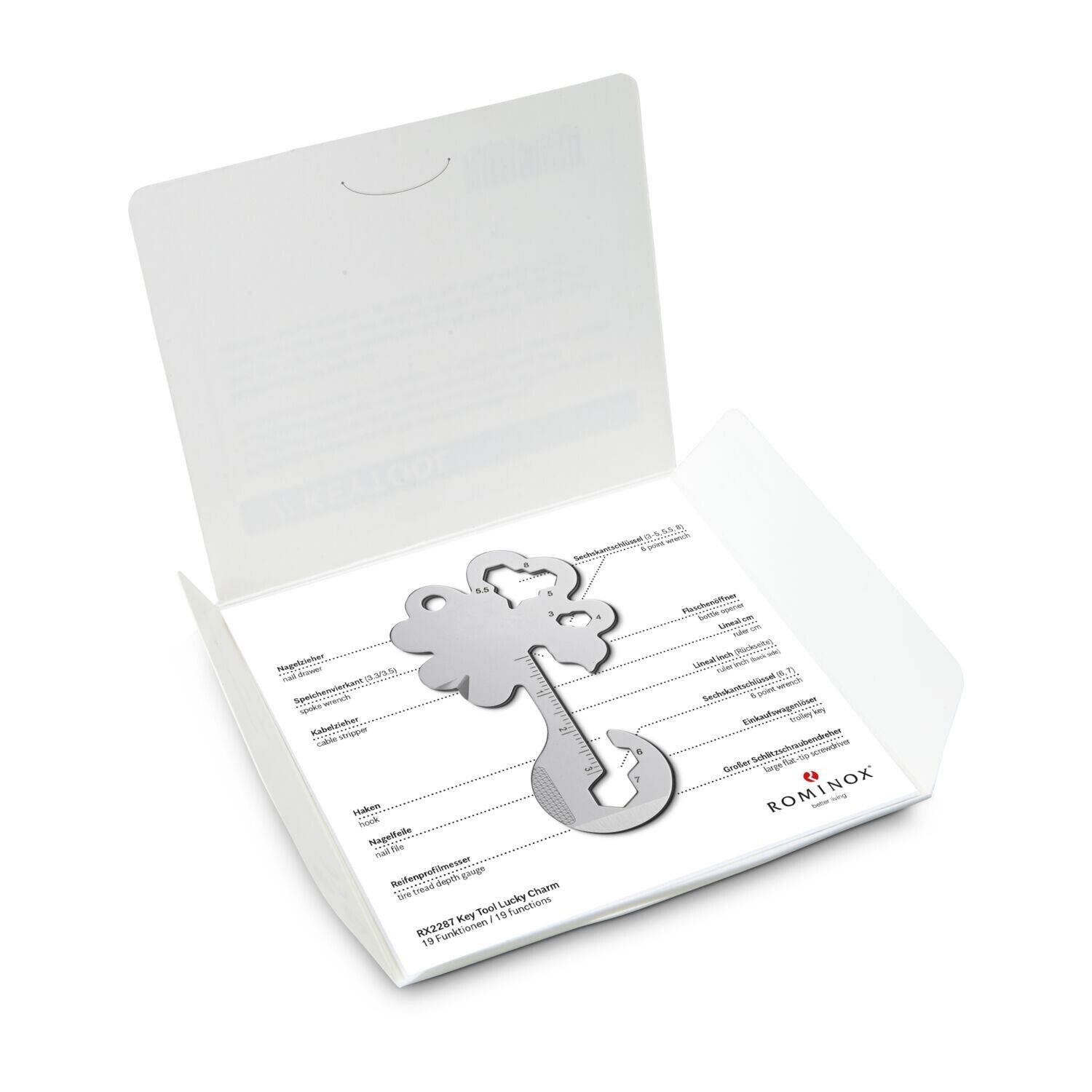ROMINOX® Key Tool Lucky Charm - 19 functions (Kleeblatt Glücksbringer)-539