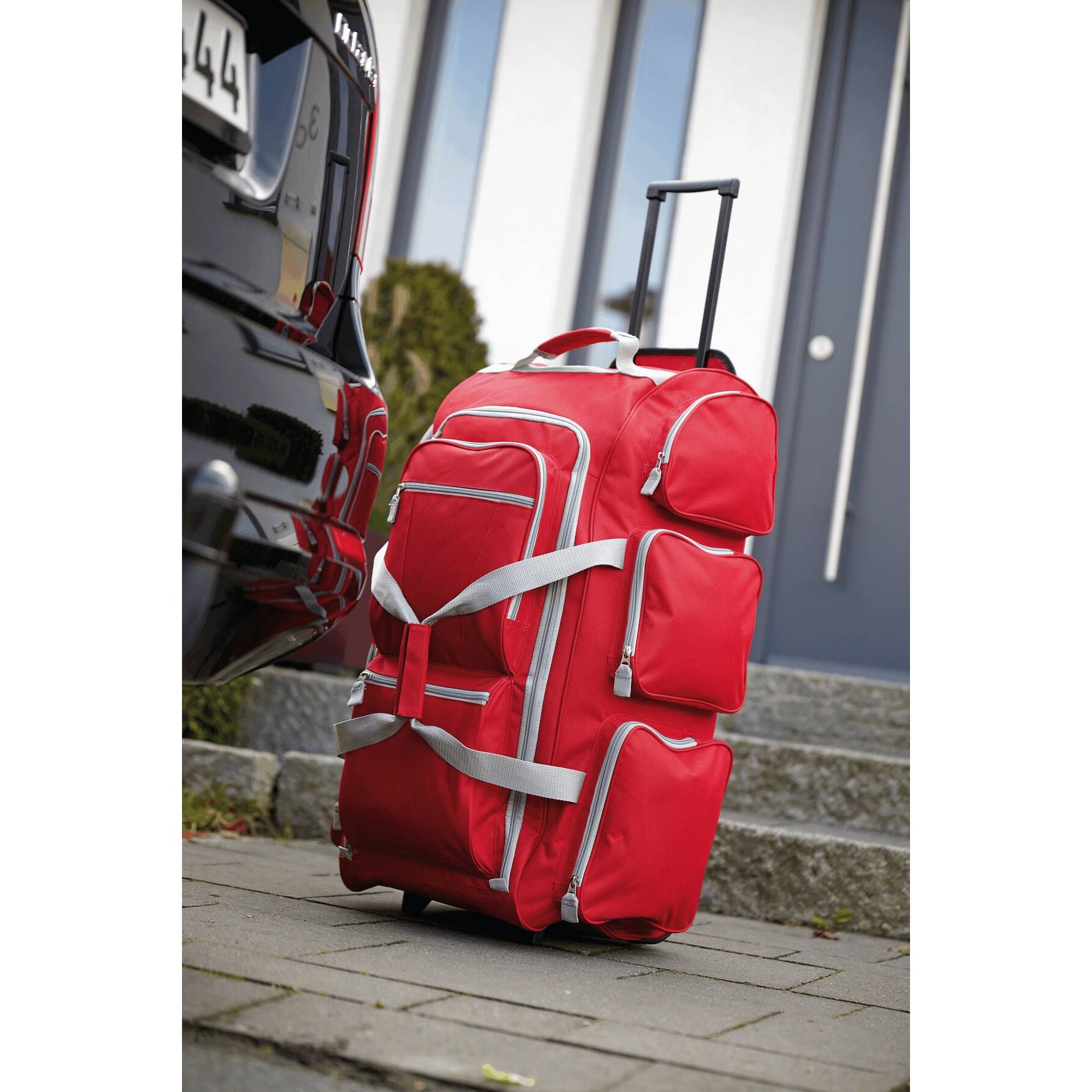 Trolley-Reisetasche 9P - grau - rot-712