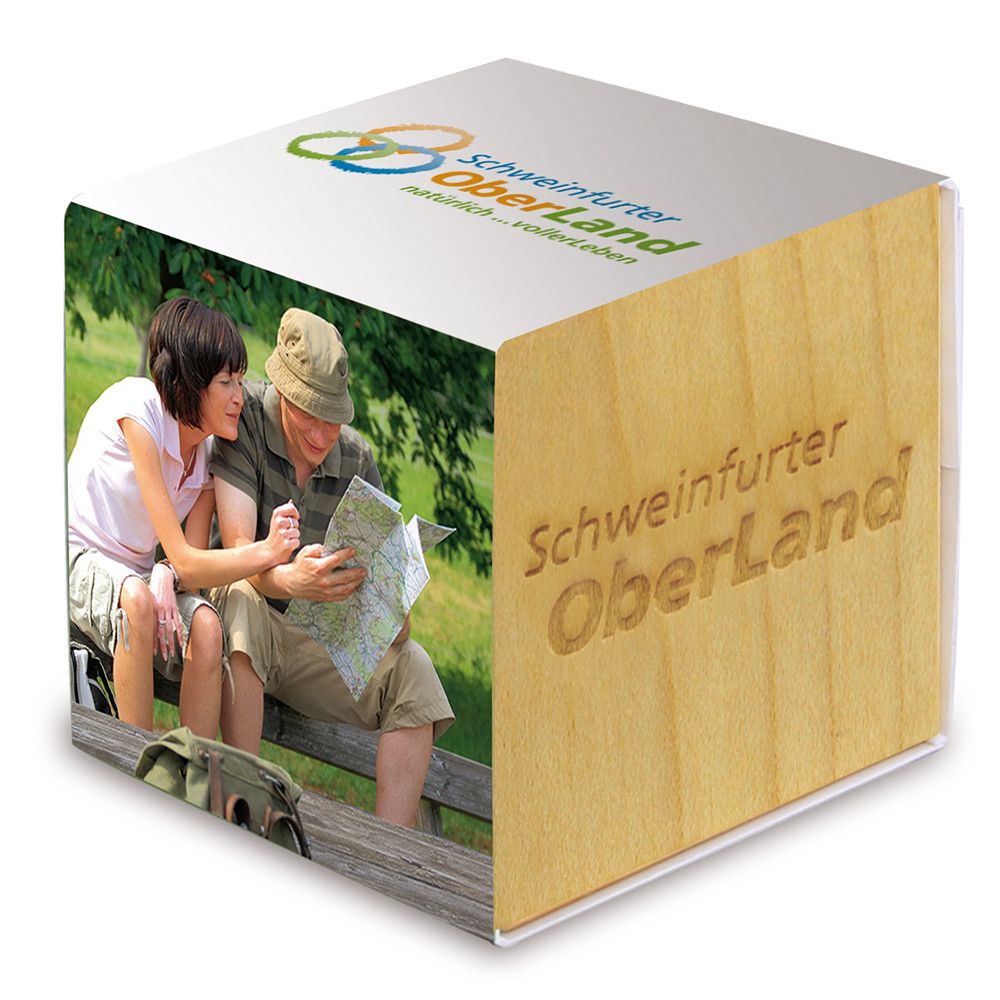 Pflanz-Holz mit Samen (Graspapier-Banderole) - Margerite, 2 Seiten gelasert-777