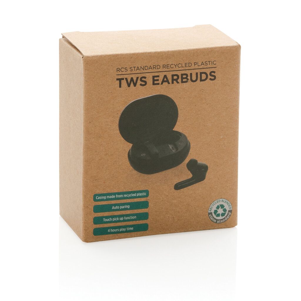 TWS Ohrhörer aus RCS Standard recyceltem Kunststoff - schwarz-391